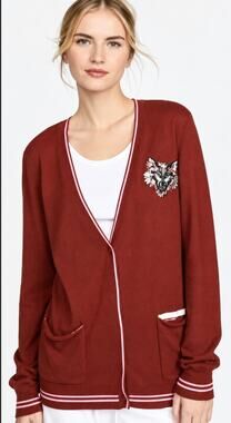 Le Superbe Silly Tiger Cardigan 100% Cashmere Spice Brown size Small